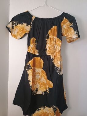 Fearless Fashions Abstract Mini Dress Black & Gold Small NWT